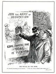 Aristide Briand tenta Lloyd George com as minas de carvão do Ruhr, Alemanha, maio de 1921